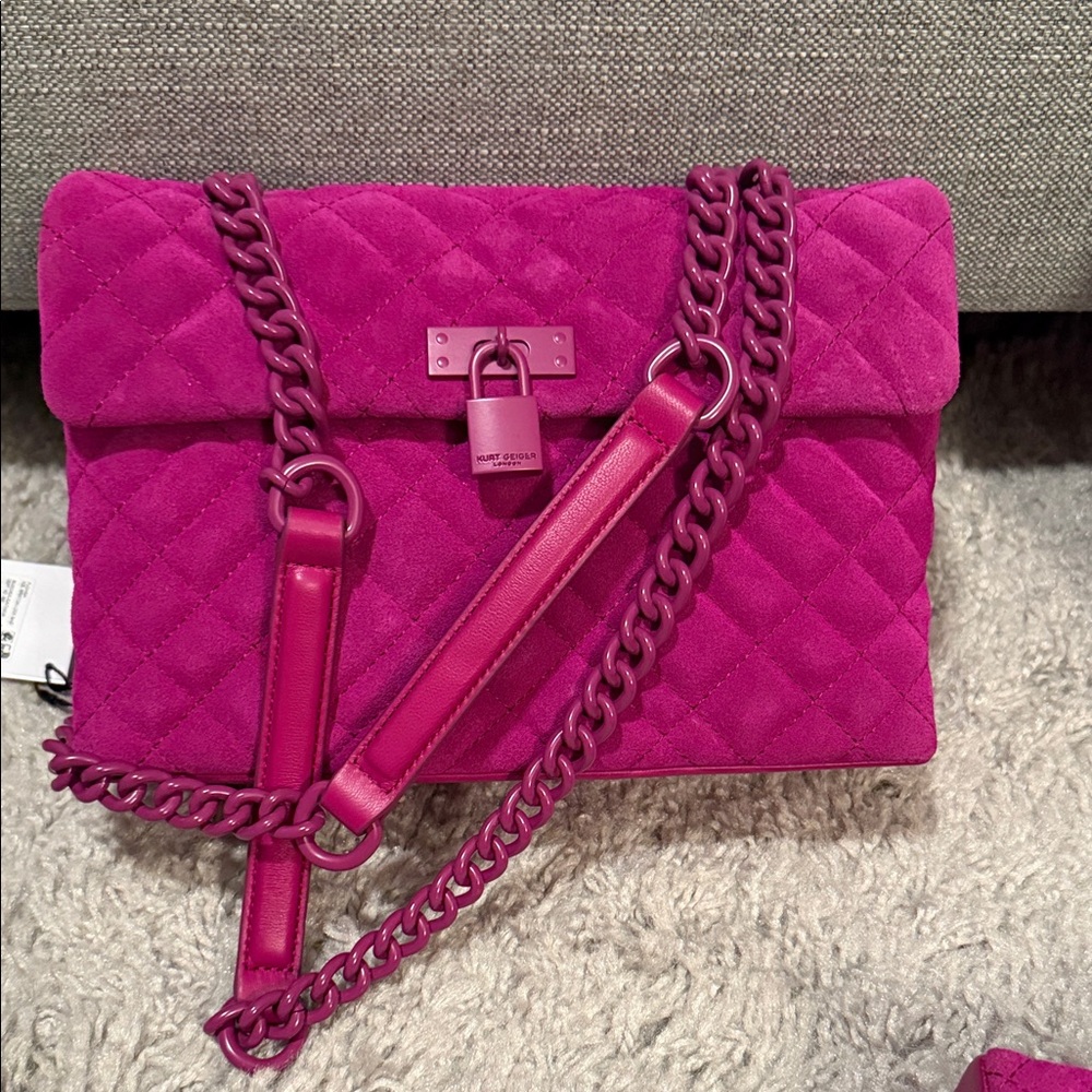 NWT/NIB Kurt Geiger Fuchsia Quilted Crossbody Bag